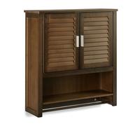 Relaxdays Armario colgante de bambú baño marrón oscuro,plata