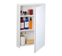 Relaxdays Armario de Baño con Espejo, 3 Compartimentos, Mueble Aseo, 60,5 x 40 x 12 cm, Colgante para Pared, MDF, Blanco, 75% Tablero de Fibras