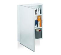 Relaxdays Armario de baño, Colgante, Tres estantes, Puerta espejo, Blanco, Acero, 56x40,5x12,5 cm