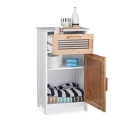 Relaxdays, 5 cm Armario de baño, Estrecho, Natural, Altura Ajustable, MDF, Blanco, Tablero de Fibras, 70x40x28