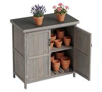 Relaxdays Armario de jardín de Madera Gris, Techo abatible, caseta | resistente, balda extraíble, 88x75x44 cm