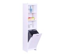 Relaxdays Armario de lavandería Alto, 3 estantes, Bolsa de 44 l, 172×40×35 cm Blanco