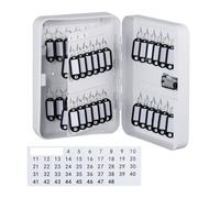 Relaxdays Armario de Llaves, Cierre Numérico, 48 Ganchos, con Anillas, 25 x 18 x 7,5 cm, Cajita Llavero, Blanco