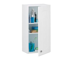 Relaxdays Armario de Pared para baño, Mueble Flotante, Diseño de láminas, Dos baldas, MDF, 60x30x20,5 cm, 1 Ud., Blanco