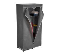 Relaxdays Armario Tela con Barra Perchas y 6 Baldas, 170 x 90 x 45 cm, Robusto, Clóset Plegable Funda, Color Antracita