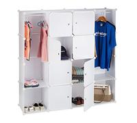 Relaxdays armario dormitorio modular, Plástico, Blanco, 145,5 x 145,5 x 36,5 cm