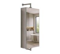 Relaxdays Armario Espejo Giratorio, 3 compart., 60x25x12 cm, Acero INOX., Espejo con Film Seguridad Plateado