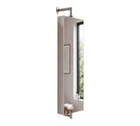 Armario Espejo Giratorio Relaxdays, 6 estantes Abiertos, Montaje Mural, 120x25x12 cm, Mueble baño, INOX., Plateado