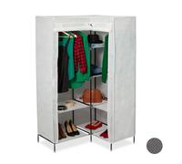 Relaxdays Armario Esquina Tela, Ropero Esquinero, Rinconero, Vestidor, 2 Barras, 1 Ud., Acero, 169 x 100 x 83 cm, Blanco