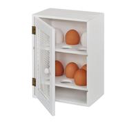 Relaxdays 10027986_49 Rústica, Armario 12 Huevos, Huevero Cocina, Bandeja, 1 Ud, Madera y Metal, 25 x 18 x 12 cm, Blanco