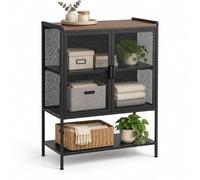 Relaxdays Armario metálico con efecto madera, negro/marrón | 99,5 x 63 x 34 cm (Al x An x Fon), 2 puertas, 4 niveles