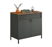 Relaxdays Armario metálico Negro/marrón con 2 Puertas, balda Regulable, 77x80x40 cm para Oficina