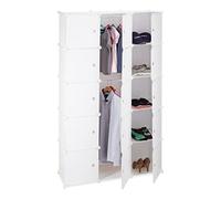 Relaxdays Armario Modular con 11 Compartimentos y 2 Barras, Plástico, Blanco, 181 x 110 x 37 cm