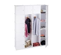 Relaxdays Armario Modular con 14 Compartimentos y 2 Barras, Plástico, Blanco, 180 x 145 x 36.5 cm, 36.5x145x180 cm