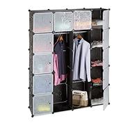 Relaxdays Armario Modular con 14 Compartimentos y 2 Barras, Plástico, Negro, 180 x 145 x 36.5 cm