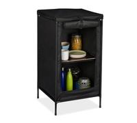 Relaxdays Armario para Camping, 2 baldas, 87 x 47,5 x 47,5 cm, Mueble de Camping con mesita, Almacenamiento Camping, Gris