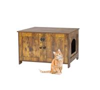 Relaxdays Armario para Gatos con arenero, tabique y Entrada, Oculta Caja de Arena, 46 x 78,5 x 44,5 cm, marrón Oscuro