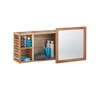 Relaxdays Walnuss Wandregal mit Spiegel Armario Pared con Espejo Corredizo, Madera Nogal Aceitada, Estantería 80 cm Ancho, Mueble Baño, Marrón Natural, 17x80x30 cm