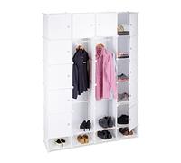 Relaxdays Armario Ropero Modular XXL, Plástico, Blanco, 198 x 145 x 36.5 cm | Armario grande de plástico para el vestíbulo, tamaño 145 x 200 cm
