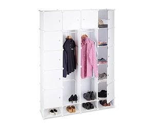 Relaxdays Armario Ropero Modular XXL, Plástico, Blanco, 198 x 145 x 36.5 cm | Armario grande de plástico para el vestíbulo, tamaño 145 x 200 cm