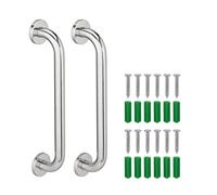 Relaxdays Asa Ducha Baño, Set 2, Acero Inoxidable, Barra Pared Bañera, 200 kg, Personas Mayores y Discapacitadas, Plata