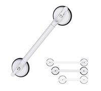 Relaxdays Asa Ducha Ventosa, Extensible, 57-69 cm, Asidero Baño Ducha y Bañera, 70 kg, Personas Mayores, Pared, Blanco