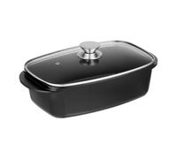 Relaxdays Asador de horno tapa cristal rectangular negro,plata,transparente