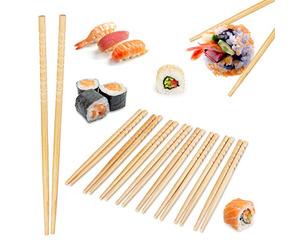 Relaxdays ASIA DELUXE Pack de 10 Pares de Palillos Chinos Reutilizables, Bambú, Marrón, 24 cm
