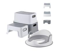 Relaxdays Asiento de inodoro infantil con taburete blanco,gris
