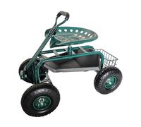 Relaxdays Asiento rodante de jardín con almacenaje verde oscuro,negro