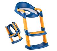 Relaxdays asiento WC infantil plegable con escalera, azul/amarillo