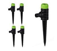 Relaxdays Rociador Aspersor Jardín, Set de 5, Conexión de Clic, con Estaca, Zonas hasta 30 m², Sistema Riego, Negro/Verde, 19.5 x 6.5 x 3.5 cm