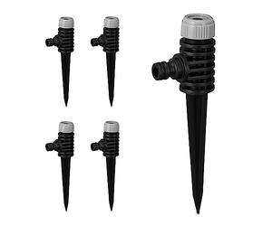 Relaxdays Aspersor Jardín, Set de 5, Conexión de Clic, con Estaca, Zonas hasta 30 m², Sistema Riego, Negro/Gris