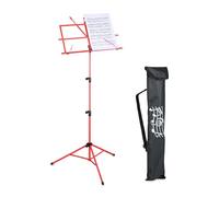 Relaxdays Atril de Música, Soporte Partituras, Plegable, 140x53x49 cm, Extensible, Metal, Guitarra, Violín, Canto, Rojo