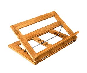 Relaxdays Atril Libros Cocina, Soporte Lectura y Receta Bambú, 3 Alturas, Despacho y Oficina, 22 x 33 x 22,5 cm, Natural