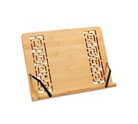 Relaxdays Atril para Libros, Soporte Ajustable, Bambú, Cinco Niveles, Plegable, 254 x 34 x 21, Marrón