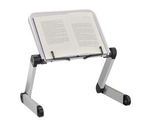 Relaxdays Atril para Libros, Soporte Lectura, Tablet o Portátil, Altura Ajustable, Plegable, 30,5x24 cm, Blanco/Plateado