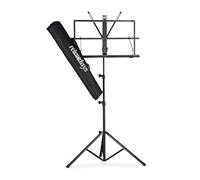 relaxdays Atril Partituras con Bolsa, Soporte Música, Orquesta, Plegable y Ligero, 1 Ud, 60-130 cm, Negro, Hierro