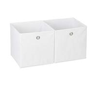 Relaxdays Aufbewahrungsbox Stoff im 2er Caja de almacenaje, Set Doble, Cuadrada, Cestas Textiles, 30x30x30 cm, Blanco, Aluminio