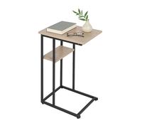 Relaxdays Mesa auxiliar con 2 baldas marrón claro,negro