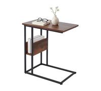 Relaxdays Auxiliar, Estante y Compartimento, 60 x 55 x 36 cm, Mesa para sofá y Cama, Metal y MDF, marrón/Negro, Tablero de Fibras, Hierro