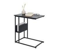 Relaxdays Auxiliar, Estante y Compartimento, HxBxT 60 x 55 x 36 cm, Mesa para sofá y Cama, Metal y MDF, Negro, Tablero de Fibras, Hierro
