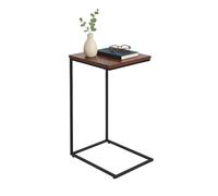 Relaxdays Auxiliar, HxBxT: 61 x 45 x 30 cm, MDF, Metal, Forma en C, Mesa para sofá, Estilo Industrial, marrón/Negro, Hierro, Tablero de Fibras