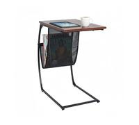 Relaxdays Auxiliar revistero, HxBxT: 64 x 51 x 35 cm, MDF, Metal, C-Form, Mesa de sofá Industrial, marrón/Negro, Poliéster, Tablero de Fibras, Hierro