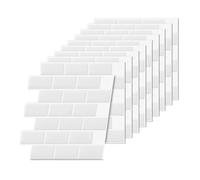 Relaxdays Azulejos Adhesivos 10 Unidades 30x30 cm autoadhesivos 3D recortables Blancos para baño y Cocina