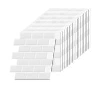 Relaxdays Azulejos Adhesivos 20 Unidades 3D autoadhesivos baño y Cocina Blanco 30x30 cm