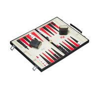 Relaxdays Backgammon Maletín con Set Completo, PVC-DM-Plástico, Negro, 47 x 36 cm