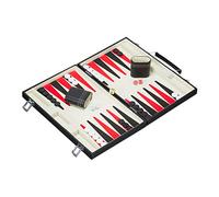 Relaxdays Backgammon Maletín con Set Completo, PVC-DM-Plástico, Negro, 47 x 36 cm