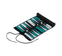 Relaxdays Backgammon para enrollar blanco,negro,turquesa