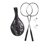 Relaxdays Bádminton Set con Bolsa, 2 Volantes, Raquetas para Adultos y Niños, Hierro-Nailon, 1 Pack, 66 x 20 cm, Gris